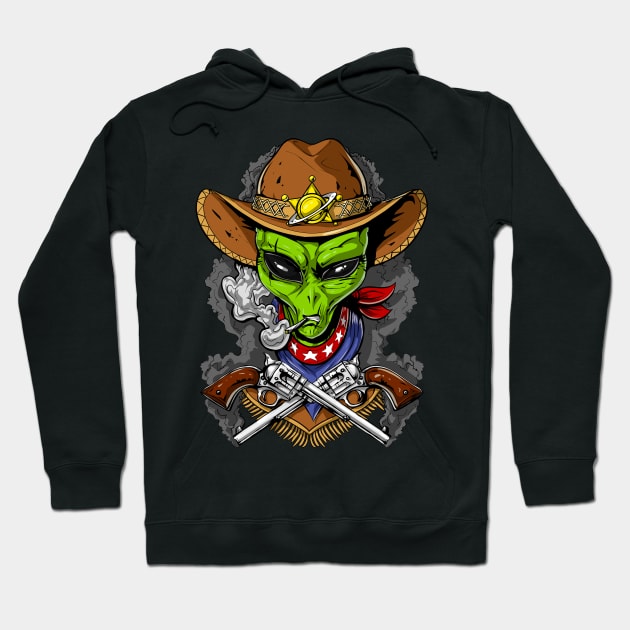 Space Alien Cowboy Hoodie by underheaven